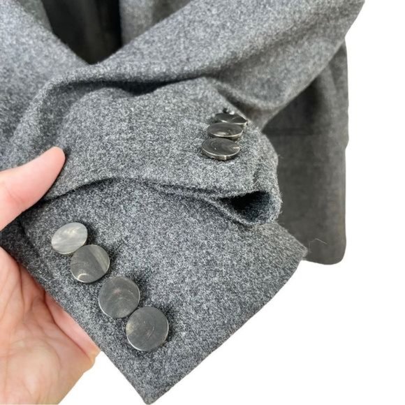 Lanvin Charcoal Grey Wool Single Breast Snap Button Blazer Size 50 - Picture 9 of 11